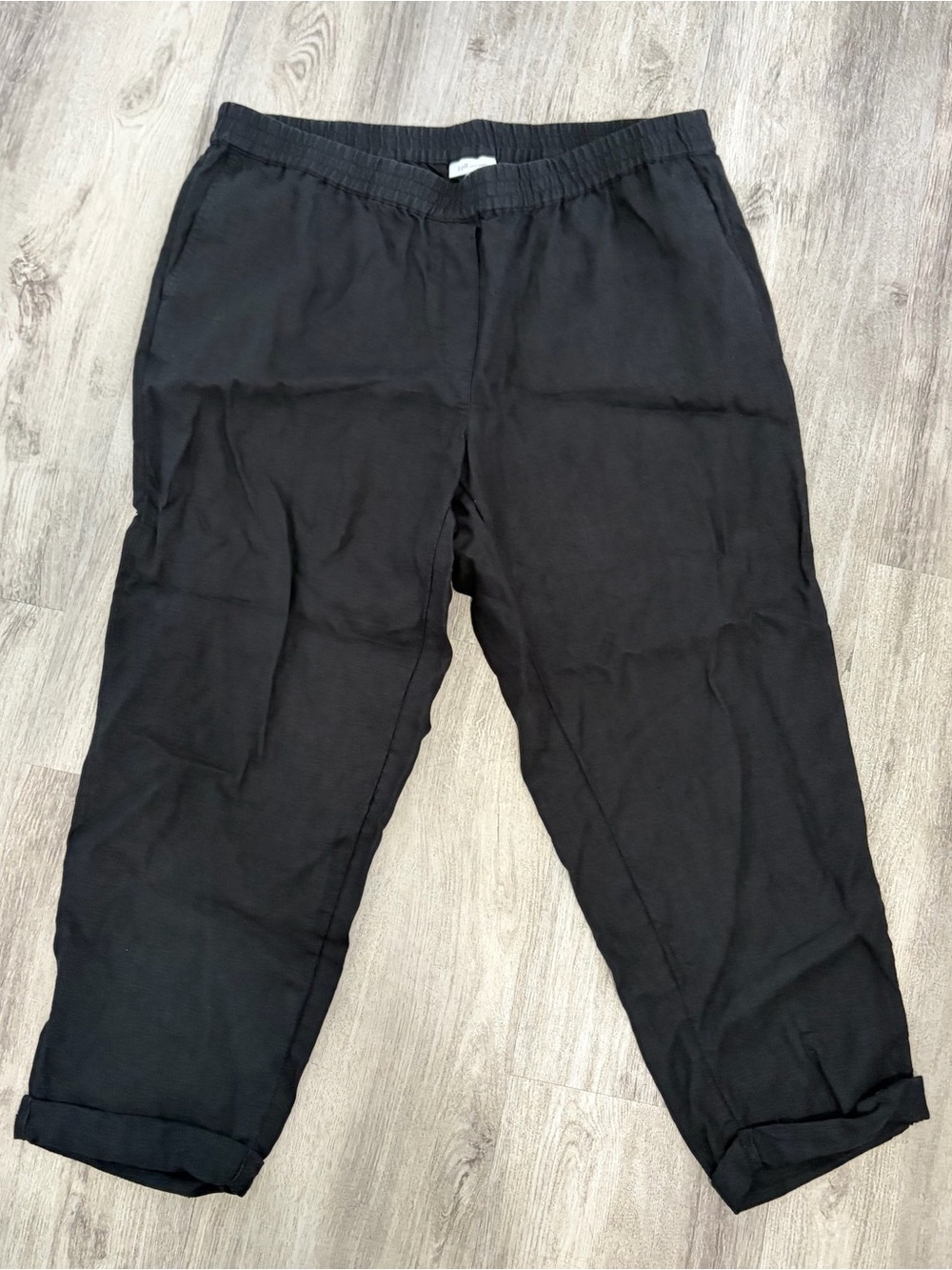 J Jill Love Linen Pants Womens XL Petite Black Comfort Minimalist